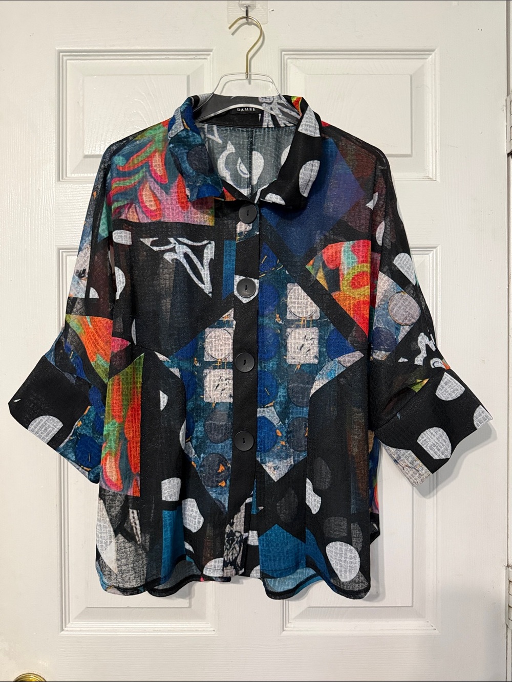 Damee NY Artistic‎ Collage Print Short Jacket Large